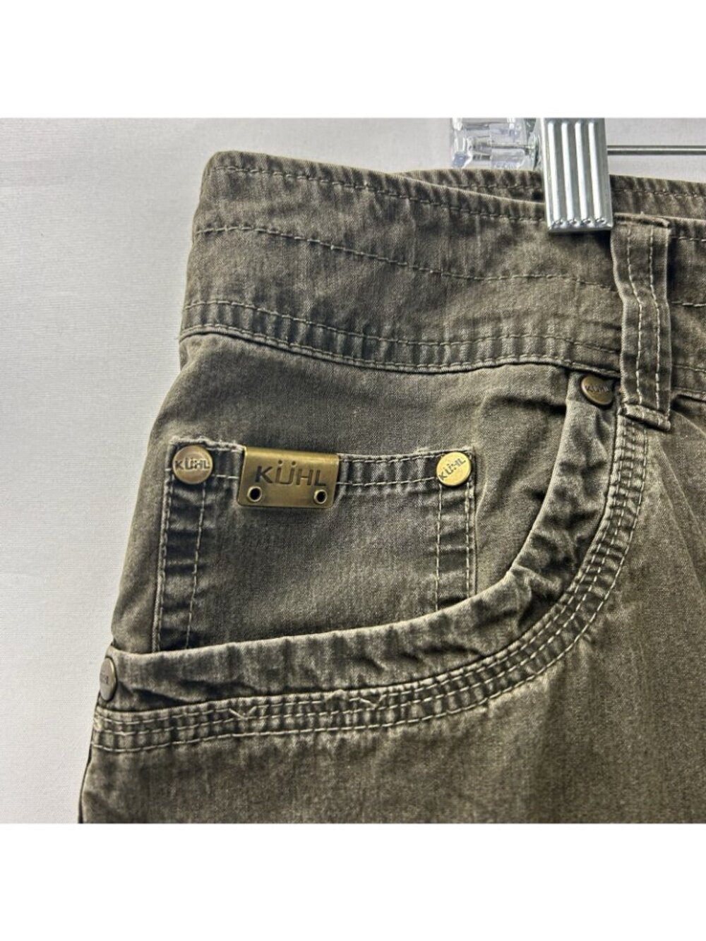 Kuhl Revolvr Pants Mens Size 38x32 Olive Green Vintage Patina Dye Outdoor Hiking - Picture 15 of 16